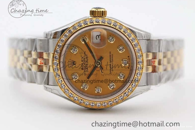 Good Copy Rolex Watches Diamonds Best Jubilee on Diamond Gold Durable Lady 1:1 TWF Bezel Markers NH DateJust SS Dial Edition 28 Bracelet 2133 YG 0102